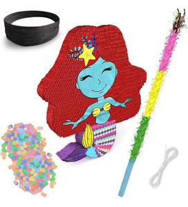lot 54501 image: Modern Matrix Mermaid Pinata Kit Featuring Pinata Stick, Confetti, String for Birthday Parties & Decorating (LARGE 21x22x3 Inch) 2-PACK