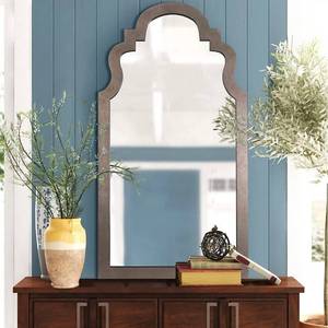 lot 54507 image: MOTINI Wall Mirror 26 x 48, Farmhouse Arched Mirror with MDF Frame, Modern Wall Mounted Decorative Mirror for Wall, Entryway, Living Room, Bedroom