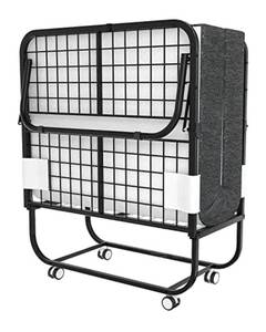 lot 54511 image: Retail $289 Foxemart Folding Bed with Mattress Portable Foldable Guest Beds Cot Size Rollaway Beds for Adults with Luxurious Memory 5 Inch Foam Mattress and Super Sturdy Frame, 75 x 31 Inch