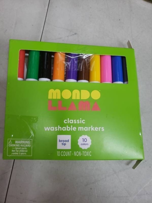 Mondo Llama Classic Washable Markers, Broad Tip, 10 Count, LOT OF 12