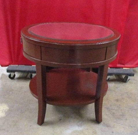 lot 361 image: Wooden End Table with Mirrored Top