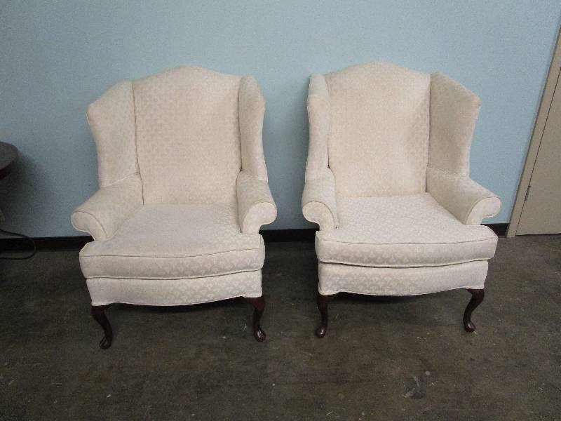 lot 442 image: Pair of cream color Arm Chairs
