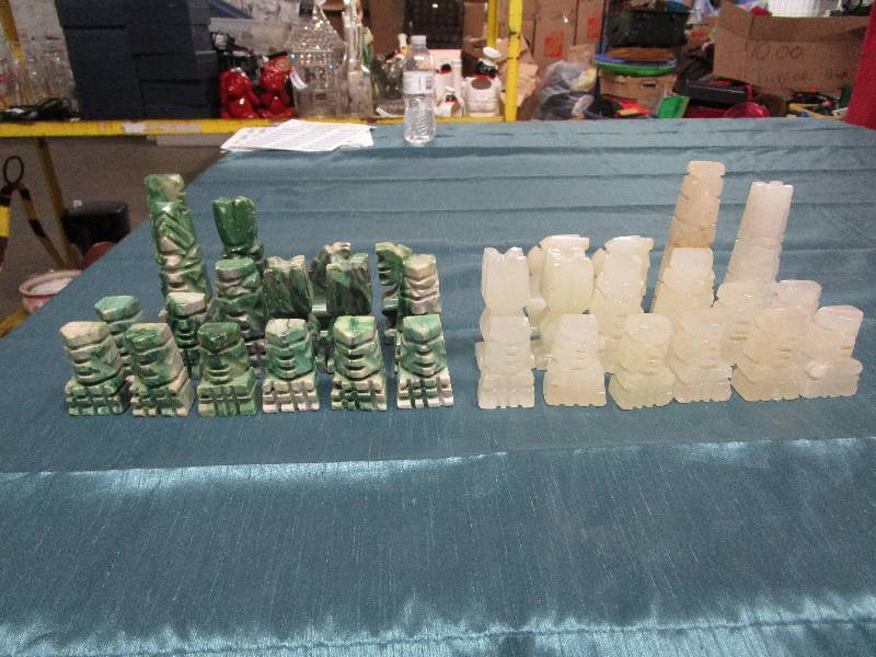 lot 445 image: Chess set with no board one piece is broken