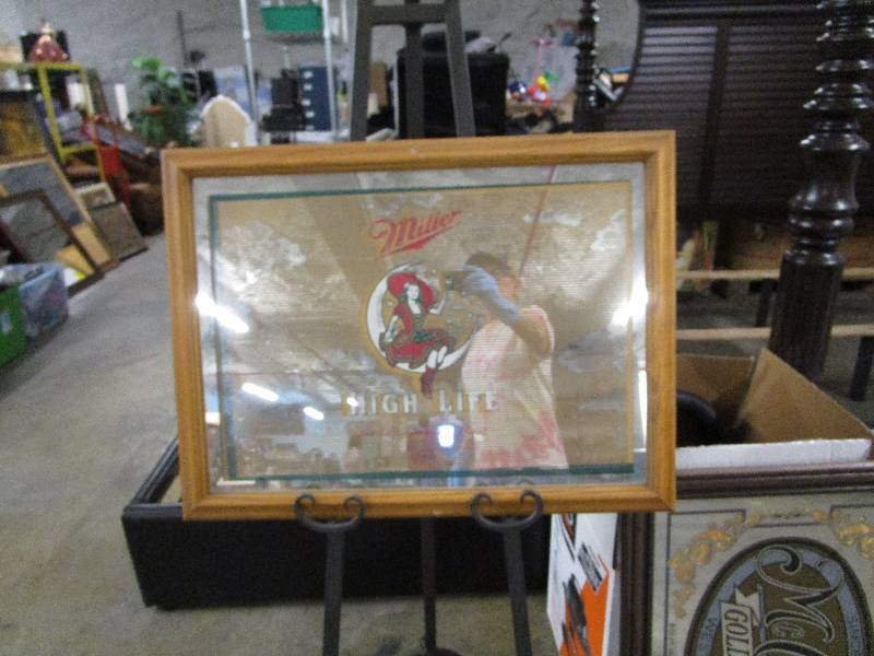 lot 496 image: Miller High Life Bar Mirror Wall Decor
