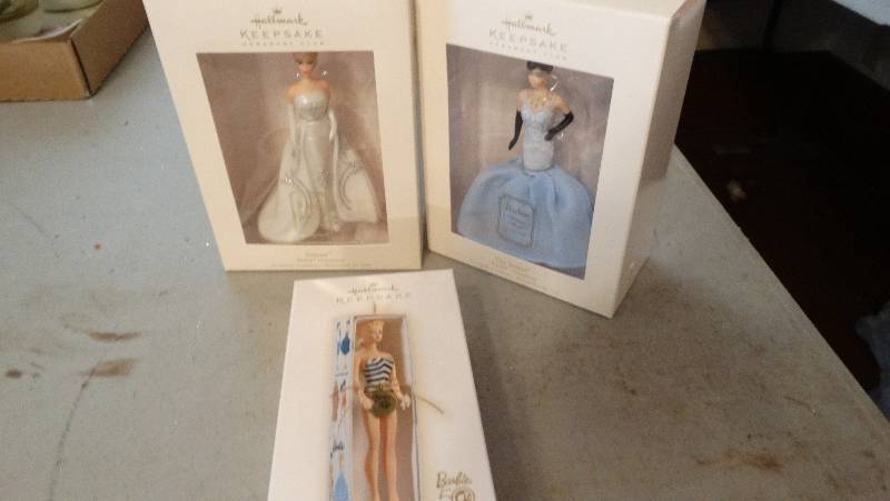 lot 879 image: 3 Hallmark keepsake barbie ornaments.