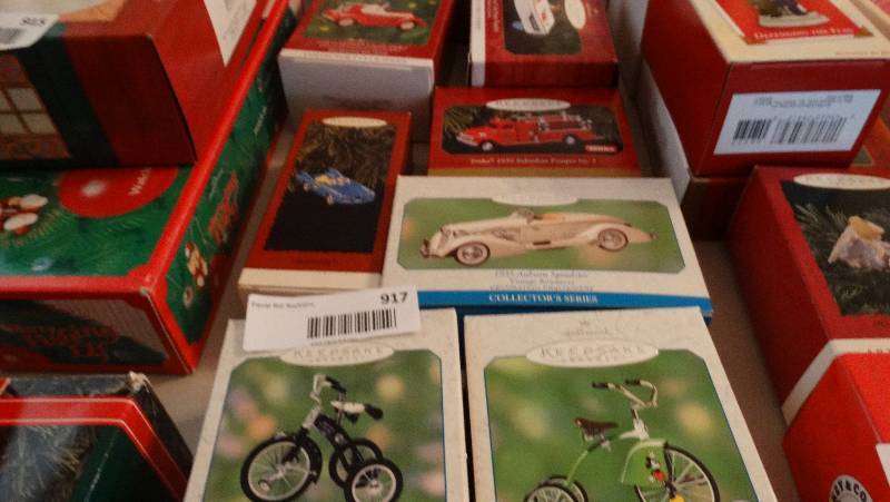lot 917 image: Hopalong cassidy & 1934 mickey mouse velocipede, & cars , boat & plane ornament.