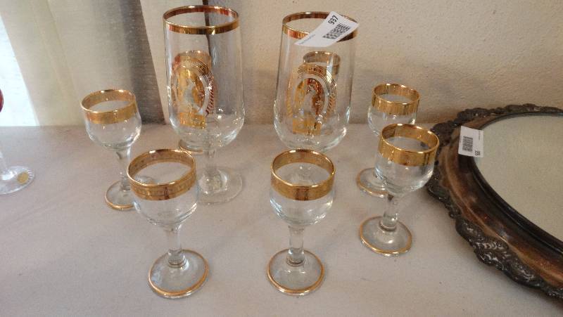 lot 937 image: Gold trim Coors cup set.