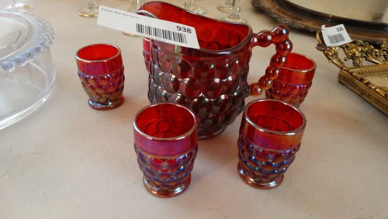 lot 938 image: West morelano small pitcher & 6 matching glasses.