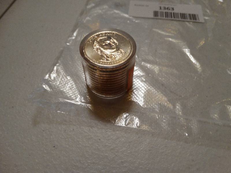 lot 1363 image: 12- John Adams gold dollars in case never circulated.