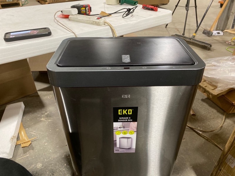 Eko Mirage-T 50 Liter / 13.2 Gallon Rectangular Motion Sensor Trash Can Brushed Stainless Steel Finish