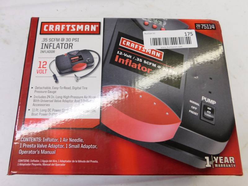 lot 175 image: Craftsman 12v inflator