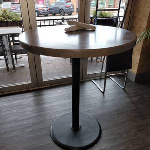 lot 18604 image: Medium Solid Wood Bar Height Table