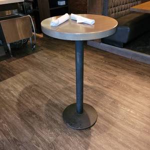 lot 18607 image: Solid Dark Wood Bar Height Table