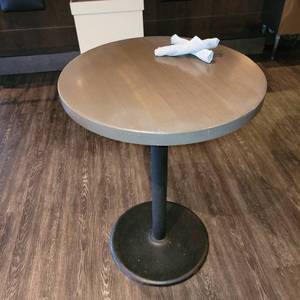 lot 18609 image: Dark Stained Wood Bar Height Table