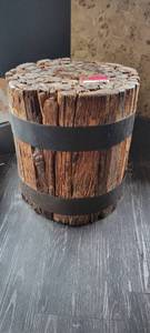 lot 18629 image: Wooden Pouf or Rustic Stool