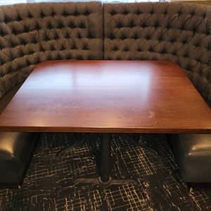 lot 18693 image: Rounded Corners Cherry-Stained Wood Dining Table