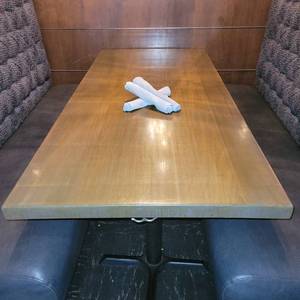 lot 18695 image: Stained Solid Wood Dining Table