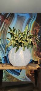 lot 18718 image: Faux Plant W White Decorative Pot