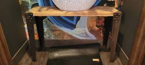 lot 18719 image: Wooden Entry Table W Metal Legs