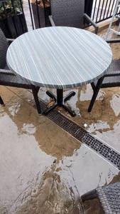 lot 18855 image: Round Grey Granite Dining Table