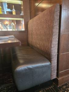 lot 18830 image: Gray Faux Leather Booth W Fabric Back&nbsp