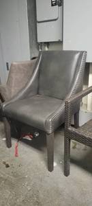 lot 18852 image: Decorative Dark Gray Faux Leather Dining Chair