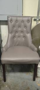 lot 18892 image: Gray Faux Leather Decorative Dining Chair