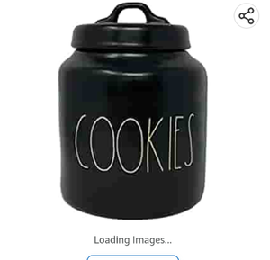 lot 67486 image: Homemade Rae Dunn Cookies Ceramic LL Medium 8 x 5 Canister (Black)