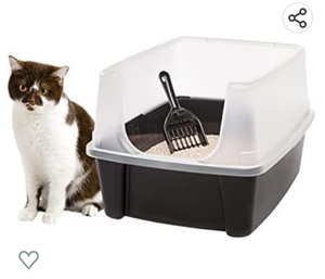 lot 67497 image: IRIS USA Large Open Top Cat Litter Tray with Scoop and Scatter Shield