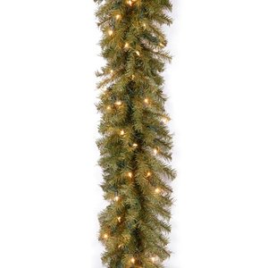 lot 67508 image: 9 x 10 Pre-Lit Norwood Fir Artificial Christmas Garland Clear Lights