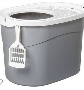 lot 67550 image: NYKK Cat Litter Box Fully Enclosed Large-Capacity Litter Box Cat Toilet Top Cover Leaking Sand Multi-Color Optional Litter Box (Color  Gray)