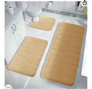 lot 67566 image: Yimobra 3 Pieces Memory Foam Bath Mat Sets, 44.1x24  31.5x19.8, Beige