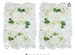 lot 67567 image: Artificial Flowers Wall Screen Panels 6 Pack of 16 x 24 Flowers Wall Decor, White
