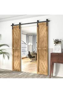 lot 67631 image: WINSOON Double Sliding Barn Door Hardware Kit, may or may not be complete not fully inspected outside of box