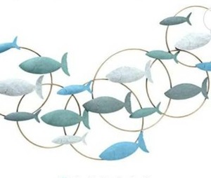 lot 67639 image: WHW Whole House Worlds School of Fish Metal Wall Decor Art