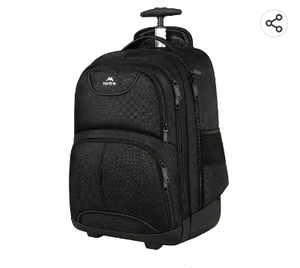 lot 67648 image: Rolling Backpack, MATEIN 17 inch Water Resistant Wheeled Laptop Backpack, Carry on Luggage Business Bag