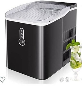 lot 67672 image: Electactic Ice Maker Countertop, Efficient Easy Carry Ice Maker, Self-Cleaning Ice Maker with Ice Scoop & Basket, Used.