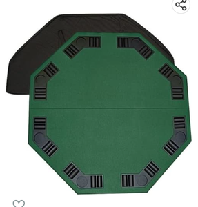 lot 67685 image: 48 Green Octagon Folding Poker and Blackjack Table Top with Carrying Case