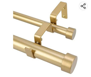lot 67716 image: OLV Double Curtain Rods, Gold, 72-144