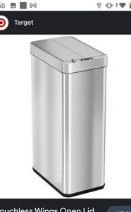 lot 67740 image: iTouchless Wings Open Lid Kitchen Sensor Trash Can
