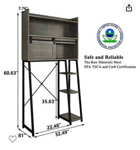 lot 67749 image: Furniouse Over The Toilet Storage Cabinet with Toilet Paper Holder Stand