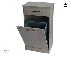lot 67750 image: NRZSSN Tilt Out Trash Bin Cabinet or Laundry Hamper-Wooden Cabinet Garbage Recycling Station, 10 Gallons