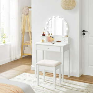 lot 67753 image: VASAGLE Vanity Set Dressing Table with Mirror, White