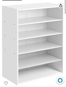 lot 67755 image: HAIOOU Shoe Rack, 5-Tier Stackable Wooden Shoes Rack- Modern White