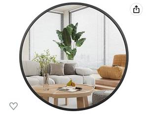 lot 67758 image: DOHEEM Black Round Mirror Circle Mirror, 24 Inch Large Round Wall Mirror for Bathroom with Metal Frame (24INCH, Black)