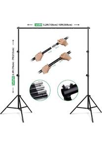 lot 67515 image: HPUSN Backdrop Stand - 10ft x 7ft Adjustable Photoshoot Backdrop, used