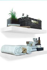 lot 67521 image: BAOBAB WORKSHOP Floating Wood Shelves Set of 2, 24 x 6.7