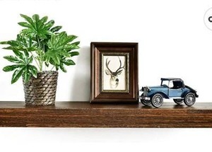 lot 67529 image: WELLAND Colin 10 Deep Floating Shelves Rustic Wall Shelf Wall Mounted Wooden Shelve, Used.
