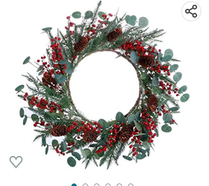 lot 67537 image: VioletEverGarden Artificial Christmas Wreath,20�� Front Door Wreath for Christmas with Pine Needles and Pine Cones