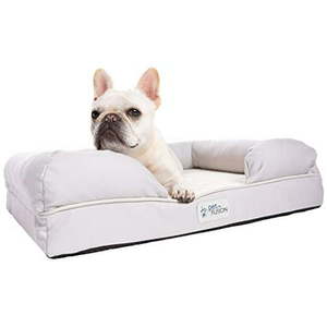 lot 67540 image: PetFusion Ultimate Dog Bed, Orthopedic Memory Foam. (Small Sandstone, Medium Firmness, Waterproof Liner, YKK Zippers, More Breathable 35% Cotton Cover, Cert. Skin Contact Safe). Used.